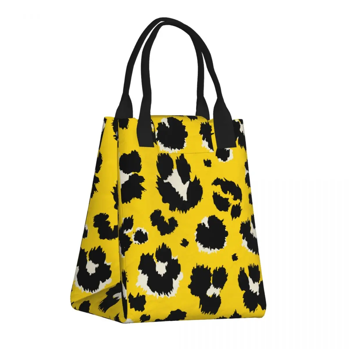 

Reusable Leakproof Food Bag Yellow Leopard Print Lunch Breakfast Bag Thermal Insulation Paper Container
