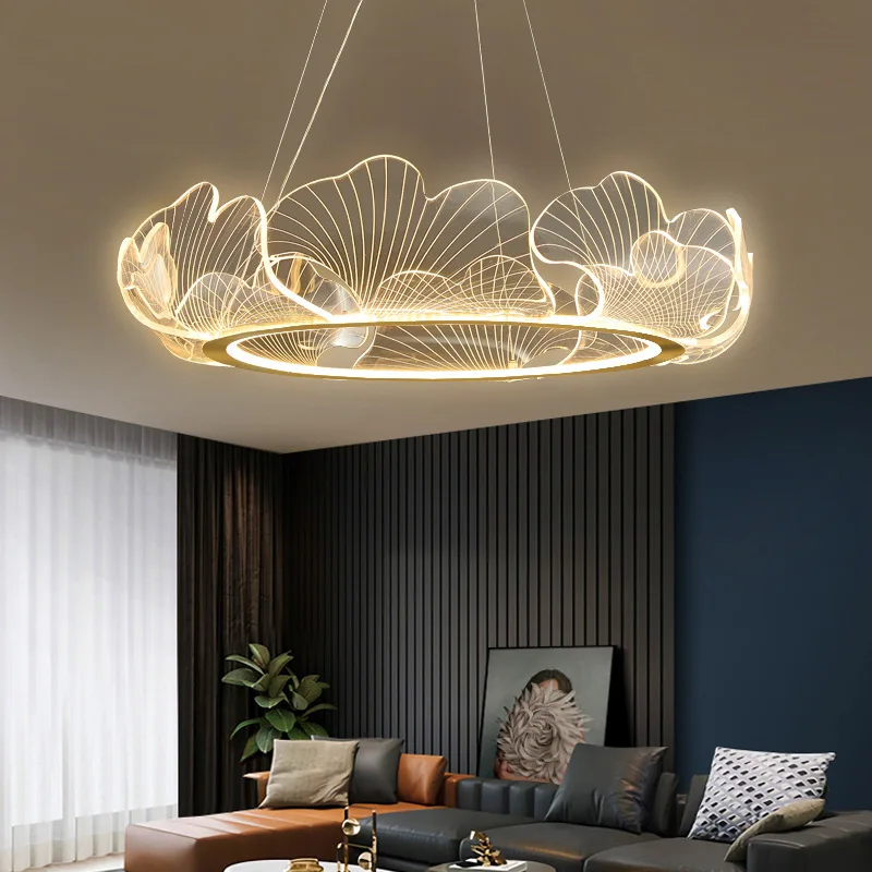 

Modern Lotus Leaf Acrylic LED Pendant Lights Bedroom Master Room Living Dining Room Decor Drop Lamp Simple Creative Chandeliers