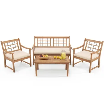 4-Piece Patio Wood Set 1