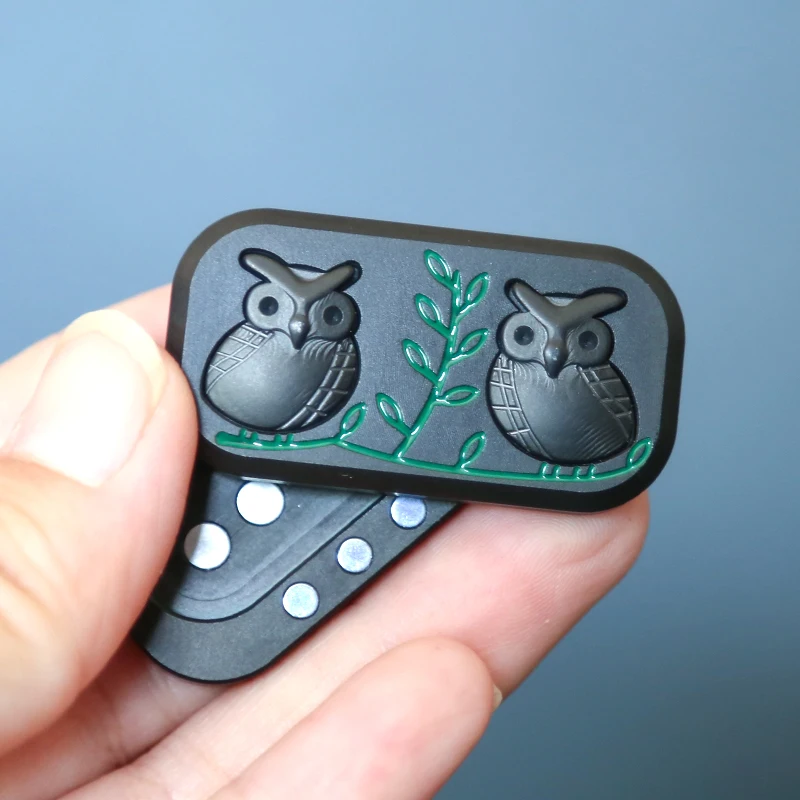 New 2 In 1 Owl Fidget Slider Metal Push Spinner For Adult Adhd Hand