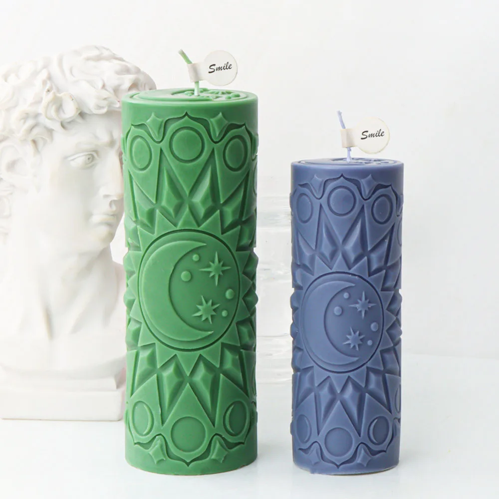 Description Picture 6 of itemCylinderical Relief Pattern Candle Silicone Mold Handmade Abstract Craft Column Scented Candle Gypsum Soap Resin Mold Home Decor