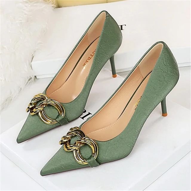 Wholesale New Woman Pumps Nightclub Party Wedding Shoes Gold Metal