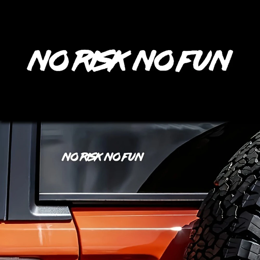 Car Stickers 22cm*2.4cm No Risk No Fun Auto Window Bumper Trunk Waterproof Vinyl Decals Motorcycle Styling Decoration
