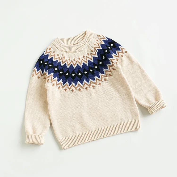 Neue Jungen Mädchen stricken Pullover Kinder Winterkleid ung drucken Baumwolle Pullover Anzug lässig klobige Zopf muster Baby Pullover Kleidung – Detail 3