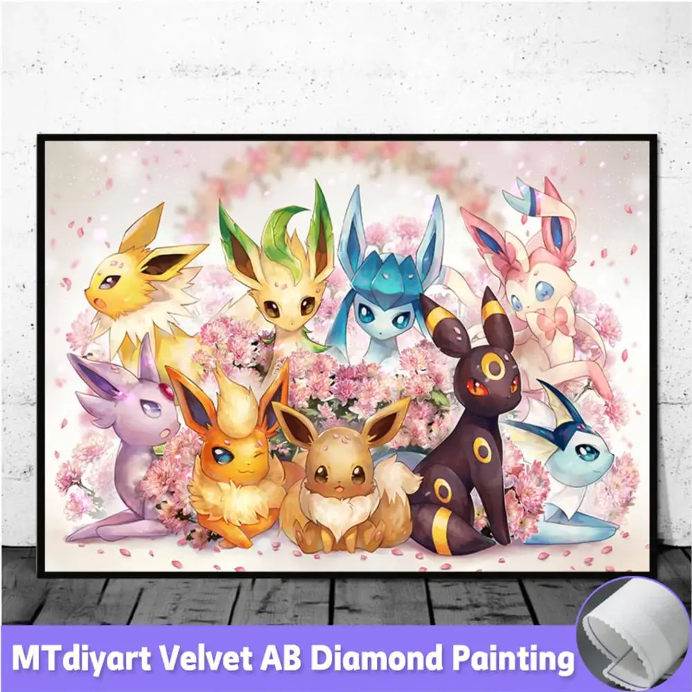 Pokemon Family 5D DIY Diamond Painting Cartoon Animal Diamond Embroidery  Rhinestone Picture Art for Home Decor