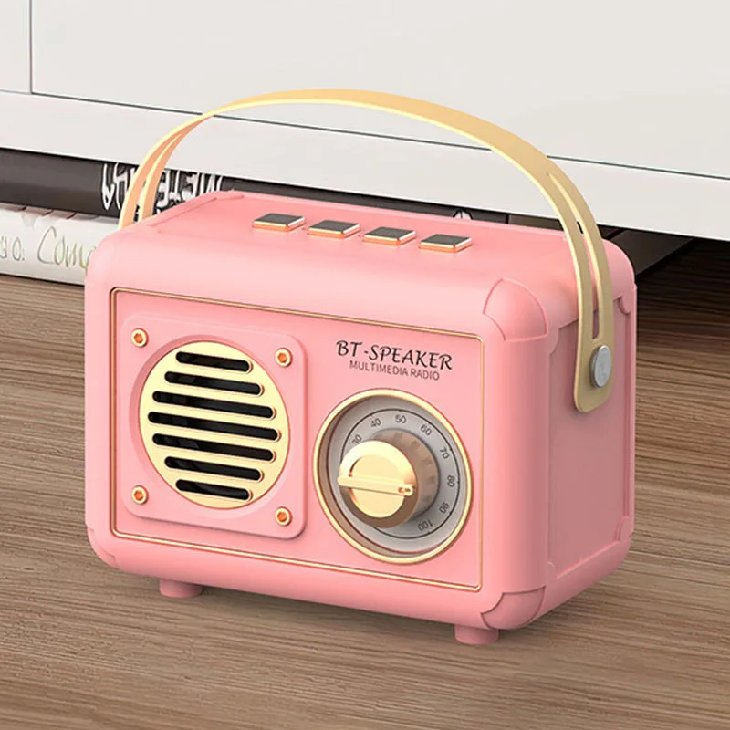 Retro Radio Fm Ricevitore Fm Portatile Altoparlante Bluetooth Vintage Subwoofer Tf/Usb/Cuffie Lettore Radio Ricaricabili Per Regalo