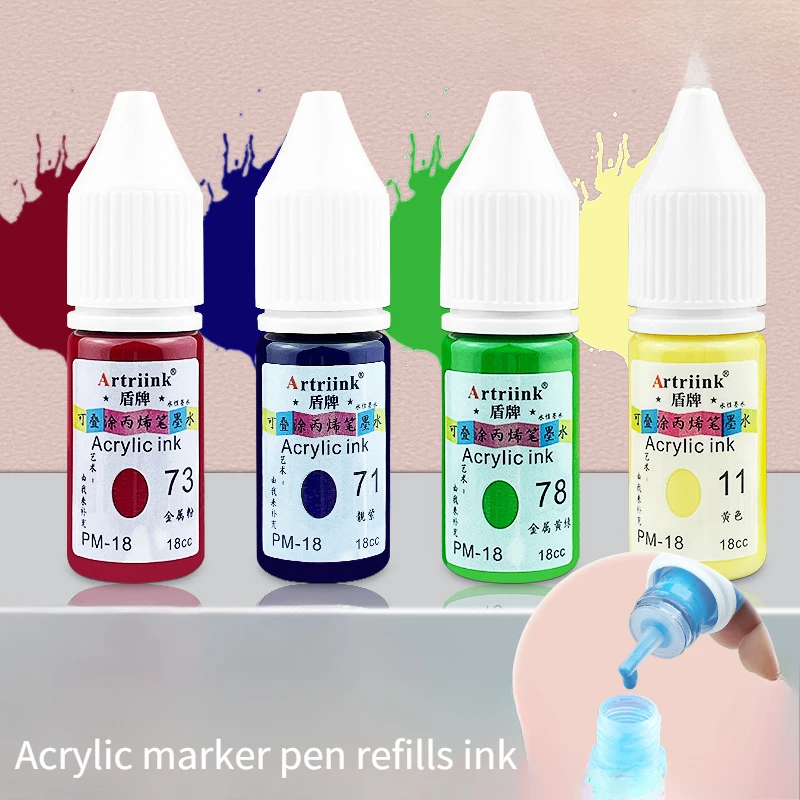 Acrylic Marker Ink Refill Liquid Water-based 100 Color 18ml Art Painting Quick Drying Waterproof and Non Fading Spec