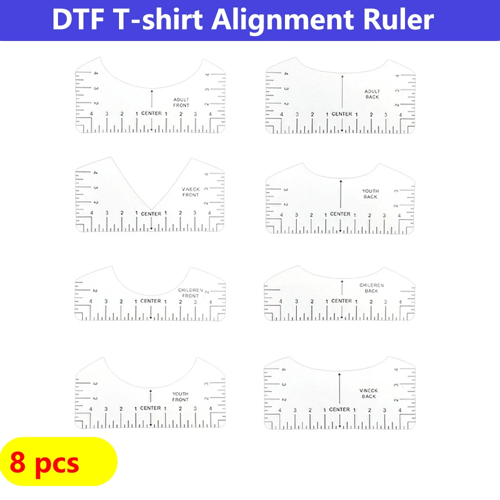 DTF DTG 티셔츠 정렬 눈금자 아크릴 티셔츠 눈금자 비닐 HTV 정렬 도구에 대한 센터 디자인 가이드