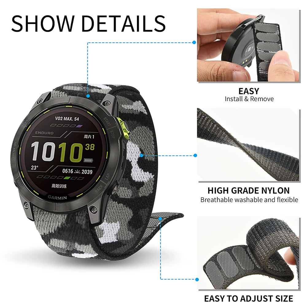 Breathable Quick Fit Nylon Loop Watch Strap - 22/26mm