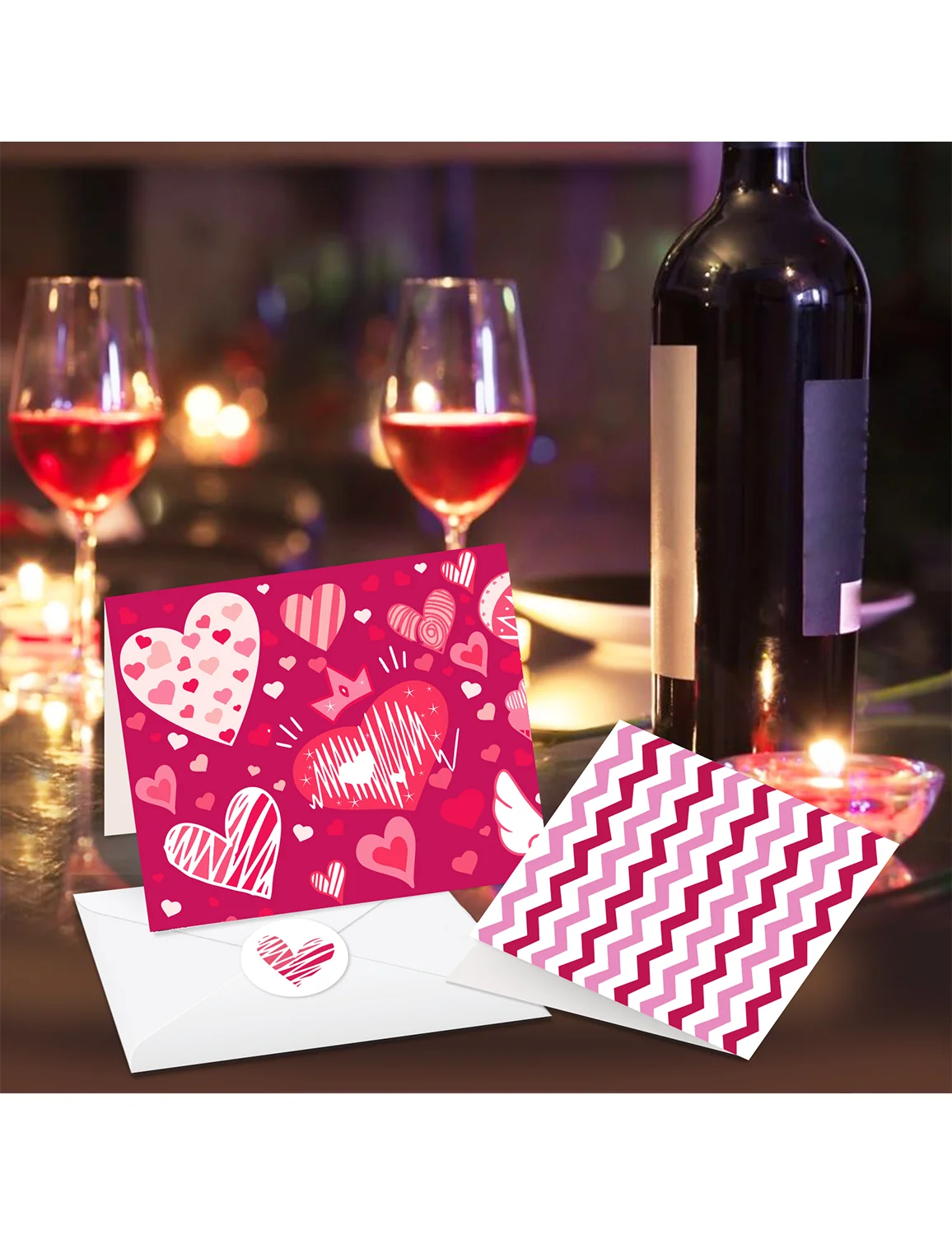 13 Stück Liebesherz-Grußkarten mit Umschlägen und Aufklebern, Hochzeitsdekoration, Nachrichtenkarten für Valentinstag, Partyzubehör – Detail 3
