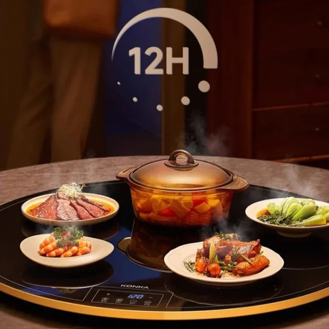 【US Plug】Household Circular 360 ° Rotatable Multifunctional Heating Plate Temperature Adjustable 5CM Insulation Edge Design 3