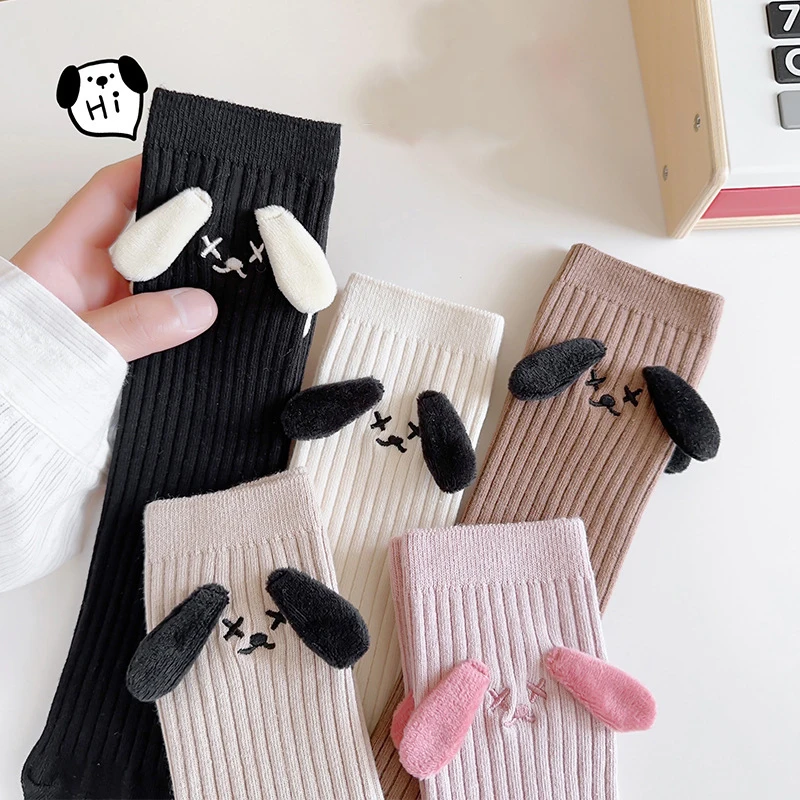 Children Baby Girls Knee High Long Socks Cotton Cute 3D Dog Ear Socks Kid Spring Clothing for Boy Girl Toddler Cartoon Stockings