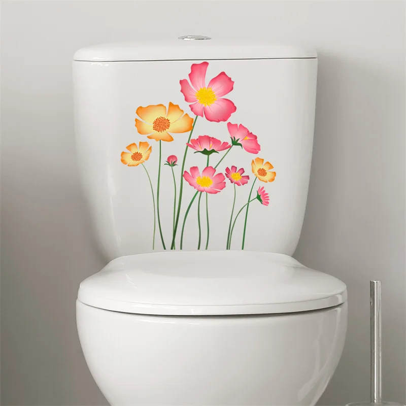 M6 Plant Flowers Dragonfly Butterfly Wall Sticker Bathroom Toilet Living Room Cabinet Refrigerator Home Decoration Decals