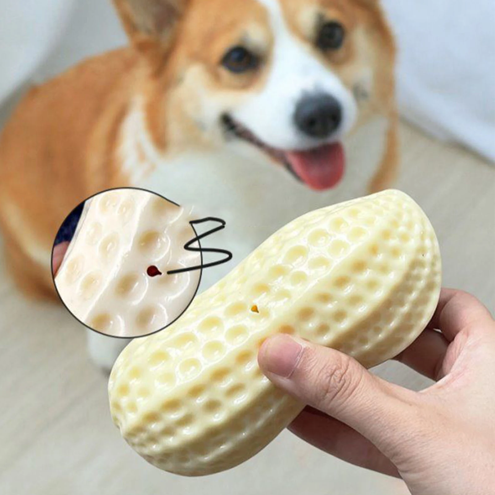 

Игрушка-пищалка для собак, устойчивая к укусам искусственная игрушка в форме арахиса, детская игрушка для Тедди