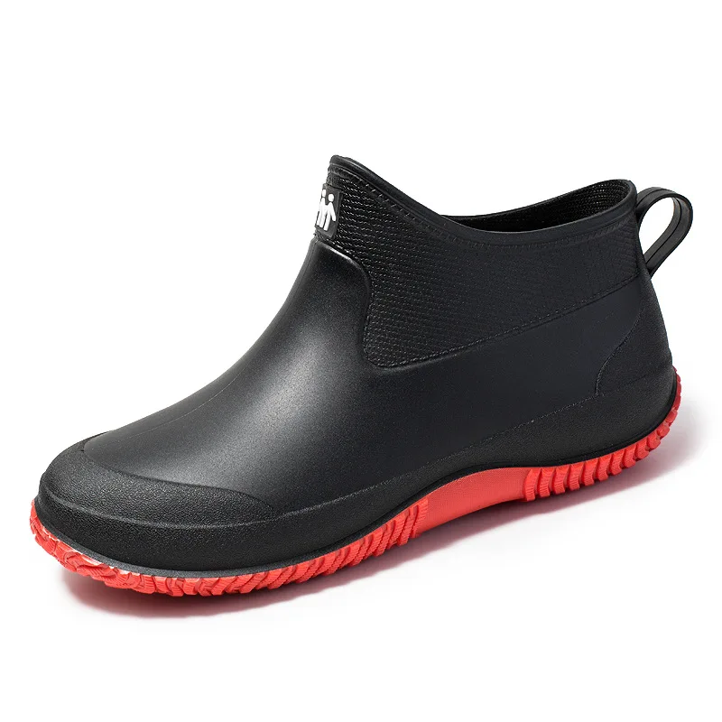 새로운 남성 장화 Non Slip Low Top Man Water Boots 패션 Unisex 슬립 온 고무 부츠 야외 방수