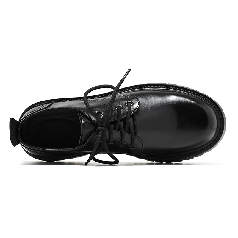 STRONGSHEN Men's Low Top British Leather Shoes Big Head Warm Fur Thick Bottom Non Slip Work Shoes Elevator Casual Oxford mens shoes