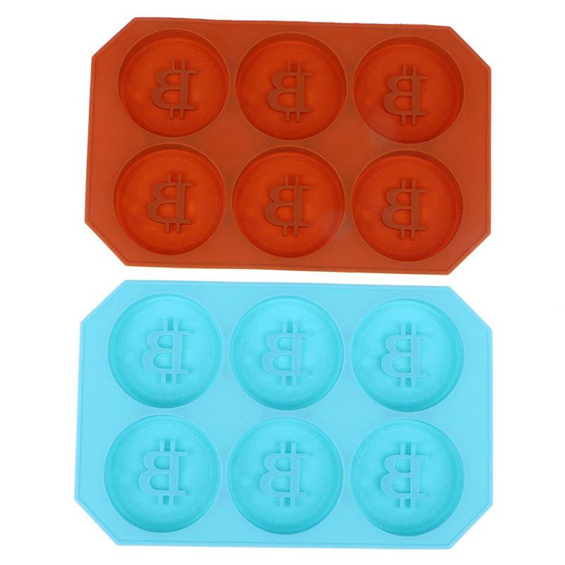 1Pc 6 Chocolate Silicone Bitcoin Mold Ice Cube Mold Fondant Patisserie Candy Bar Mould Cake Mode Decoration Kitchen Accessories