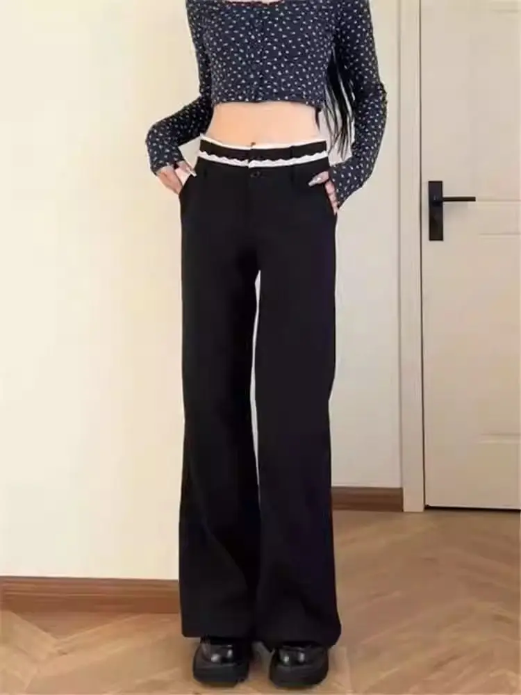 Double Button Micro Flare Suit Pants for Petite Women with Spring and  Autumn New Design Lace Hem High Waist Flared Long - AliExpress 200000345
