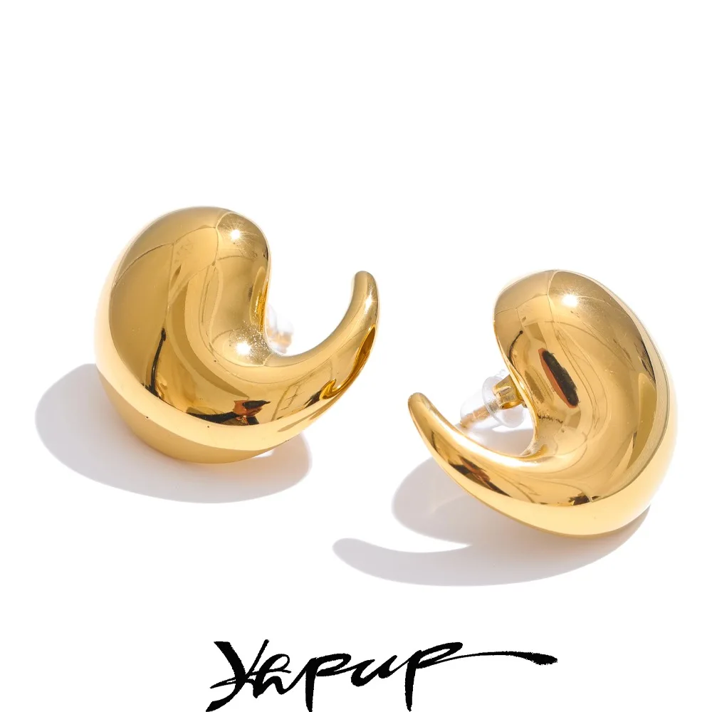 Yhpup 316L Stainless Steel Stud Earrings Water Drop Design Texture