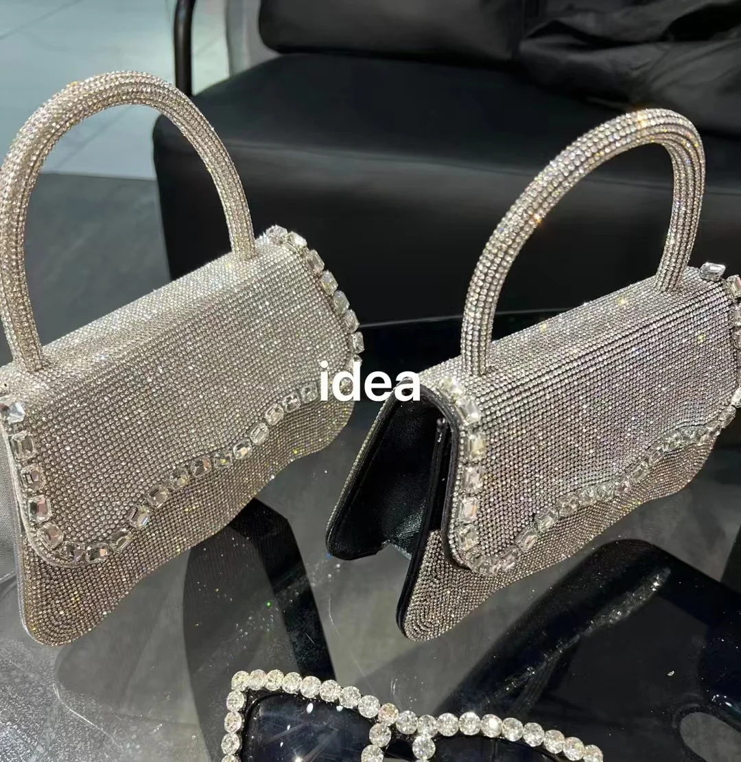 Luxury Designer Soft Leather Bucket Bag Women's Handbag Rhinestone Diamond  Evening Bag Shiny Clutch Purse Shoulder Messenger Bag - AliExpress