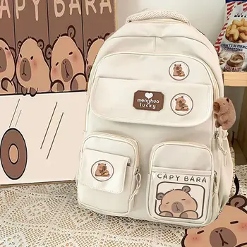 Cute Capybara Schoolbag Adjustable Strap Waterproof Shoulders Bag Large Capacity Computer Bag Student 1