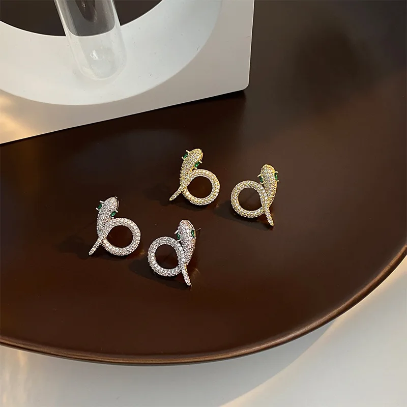 Exquisite Zircon Snake Shaped Earrings For Woman Creative