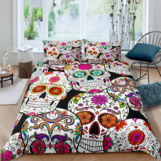 Flora Skull Halloween bed set