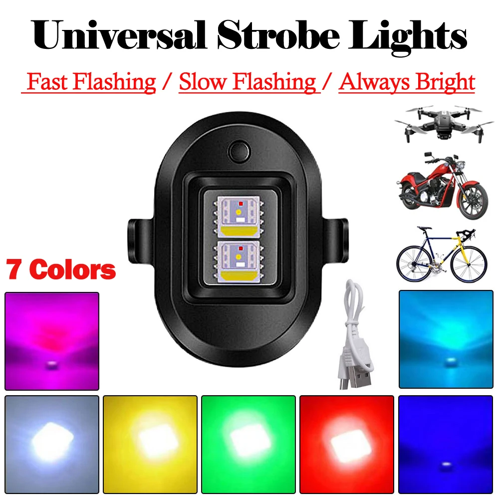 

Universal 7 Colors Aircraft/Drone Strobe Light USB Rechargeable MTB Bicycle Taillight Safety Signal Anti-collision Warning Light