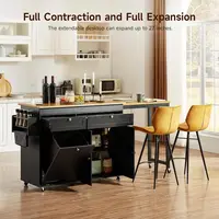 Kitchen Islands with Extendable Dining Table, 81.7" Mobile Kitchen Storage Islands, Rolling Kitchen Cart with Trash Cabinet 6