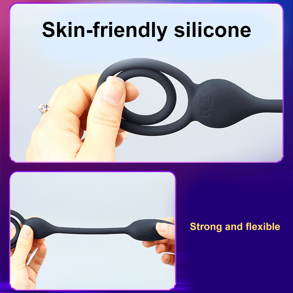 Anal Vibras Dildo Vibrating Male Prostate Massager Delay Ejaculation Double Ring Butt Plug Toys for Men G_voghion.com