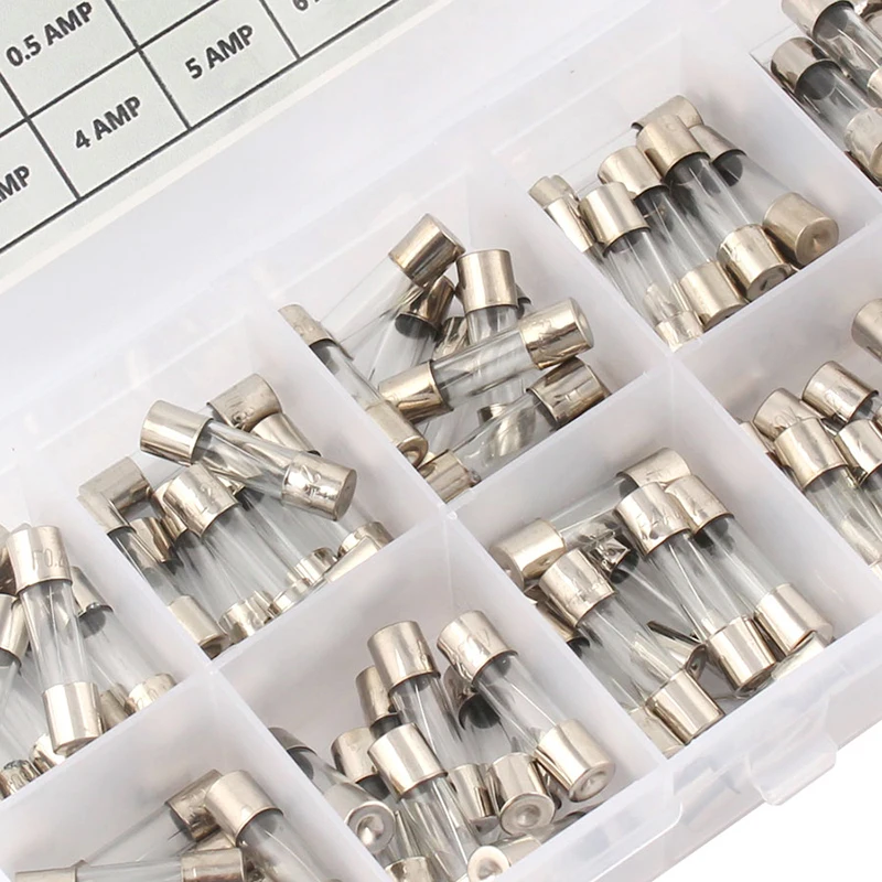 Car Fast-blow Glass Fuses Car Glass Tube Fuses 100/72pcs 0.2-20A 0.5-30A Assorted Kit for Light Inflator vacuum Cleaner car fuses kit