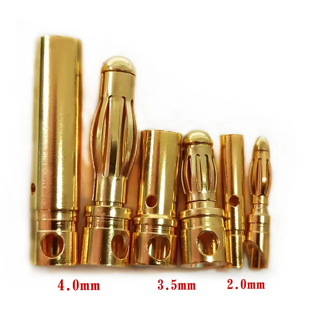 Amass 금도금 바나나 플러그 커넥터, 암수 총알, 리포 배터리, RC ESC 모터, DIY 장난감, 50 쌍, 100 쌍, 2mm, 3.5mm, 4mm