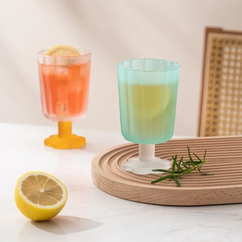 Glass Flower Shaped Cup for Juice Wine Coffee