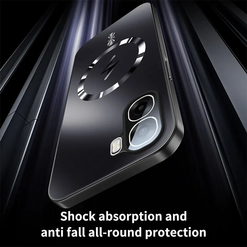 Enhanced Magnetic Shockproof Back Cover with Camera Lens Protection and Wireless Charging Compatibility
