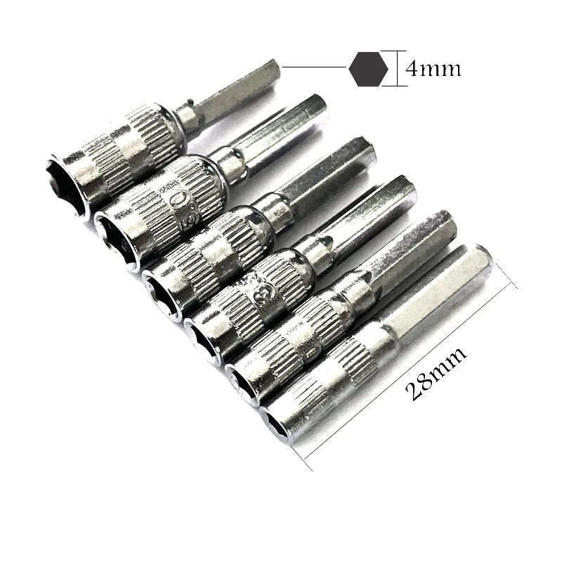 8pcs 6 Point Hex Socket H4 Hex Shank Nut Driver Screw Metric Driver Tool Drill Bit Metal PH2.0 M2.5 3.0 3.5 4.0 4.5 5.0 5.5mm 4