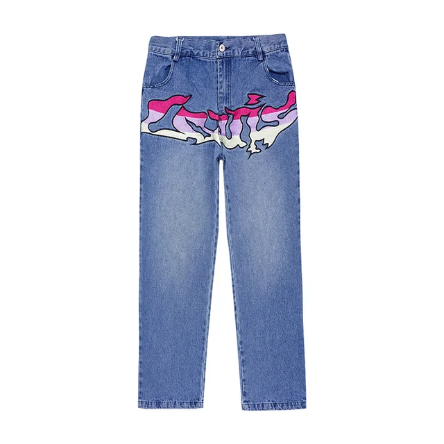 Y2K Hip Hop Flame Embroidered 