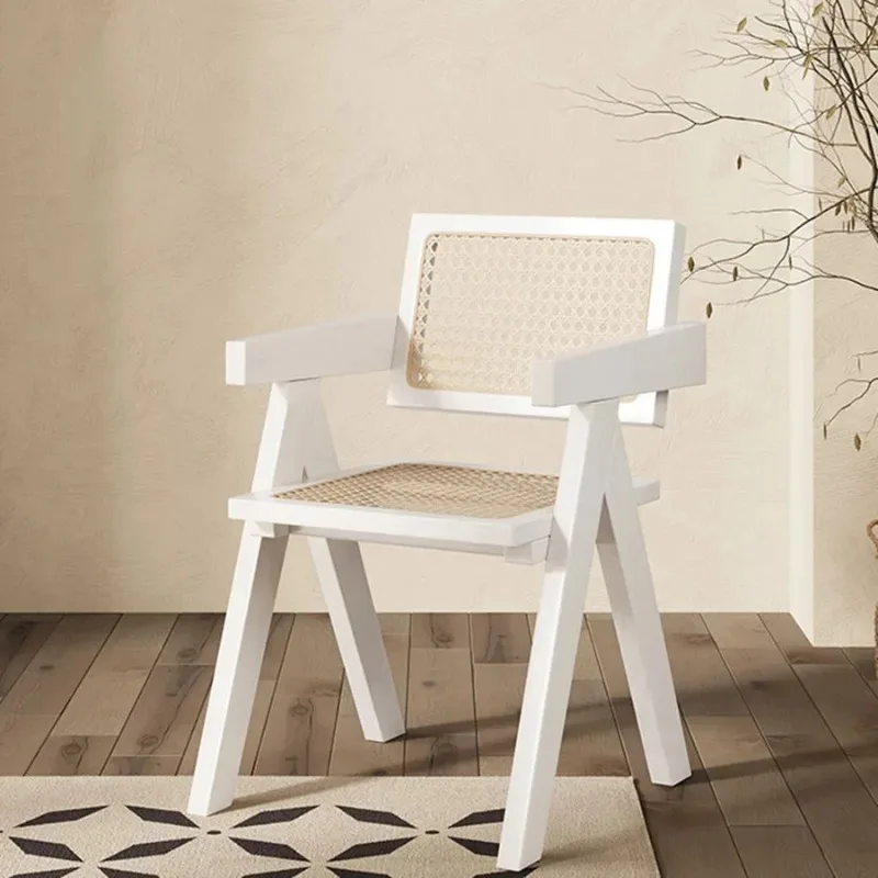 Rattan Camping Chair Food Wooden Vintage Armchair Furniture Home Garden Kitchen Dining & Bar Retro Elegant Brown Black Wood