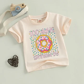 Children's Girls Short Sleeve Crew Neck Ice Cream Print Summer Tops Clothing for Everyday Casual Wear 5