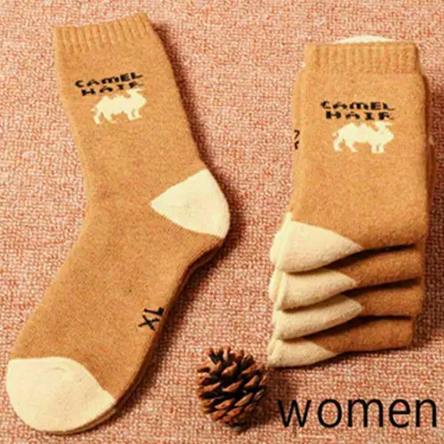 남녀공용 캐쥬얼 양말, 카멜 헤어, 따뜻한 양말, 고품질, 패션, 가을, 겨울, 1 쌍 3