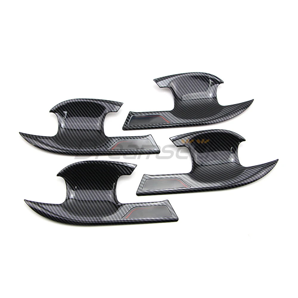 4PCs Car Door Handle Cup Bowl Cover For Honda Accord 2018 2019 2020 2021 2022 Exterior Molding Trim Carbon Fiber Look