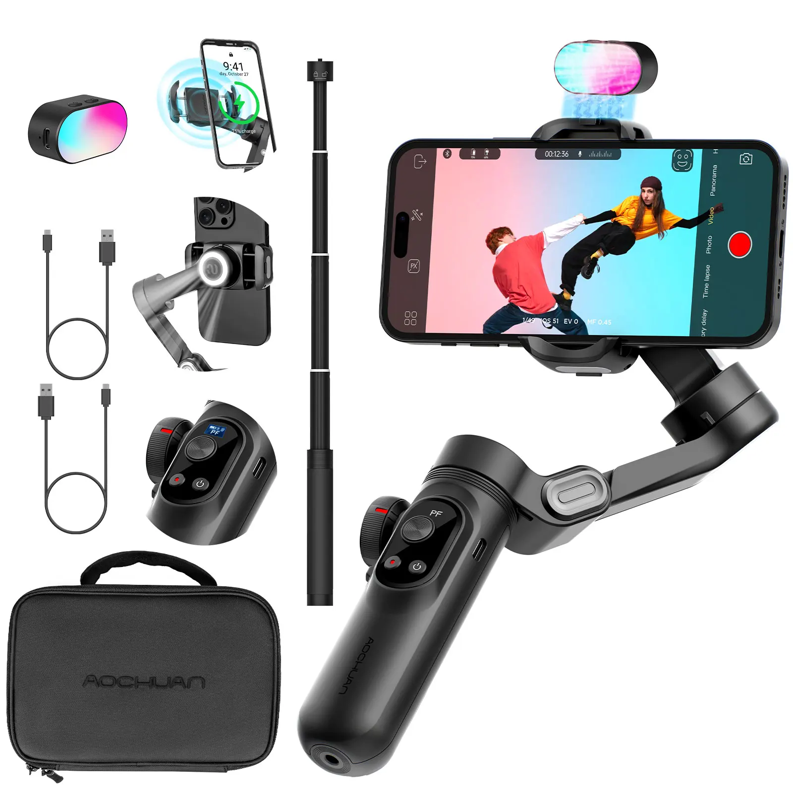 ジンバルスタビライザー AOCHUAN Smart X Pro Combo1 Amazon.co.jp: AOCHUAN SMART X PROスマホジンバル折りたたみ式