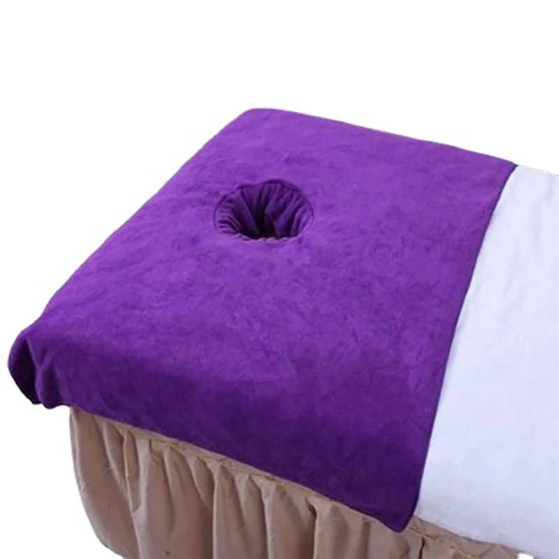 Serviette de visage avec trou pour table de massage SPA, couverture en éponge, bandana de beauté, lit cosmétique, 50x80cm, 60x90cm