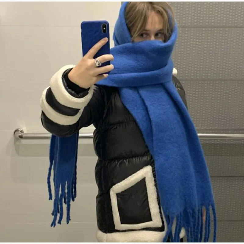 

Luxury Cashmere Bright Solid Color Women Scarf Winter Shawl and Wrap Classic Tassel Female Foulard Thick Blanket Shawl Accessory