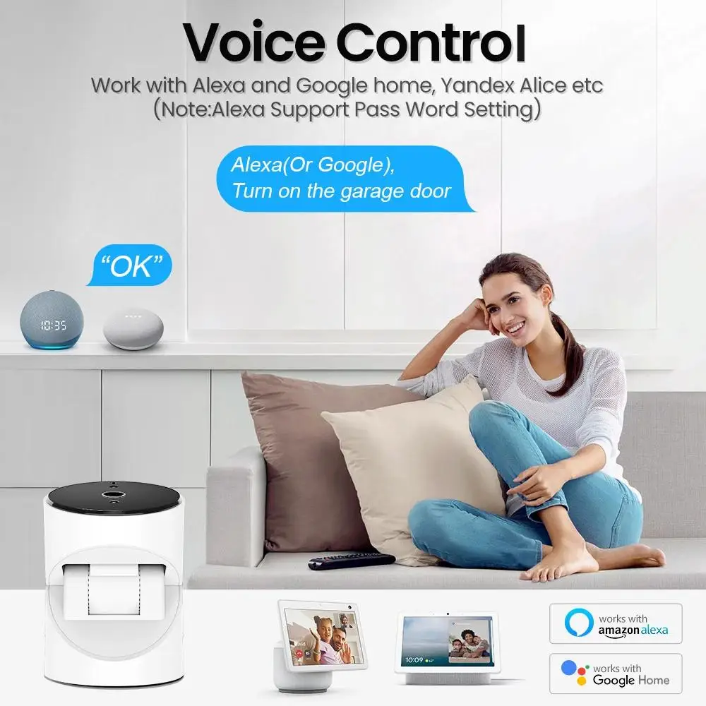 Tuya WiFi Smart Garage Camera Wireless Remote Control Sensor Night Vision Monitor Message Alert For Alexa Google Home