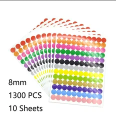 Vibrant Multisize Colored Dot Stickers for Decoration and Crafts (8mm)