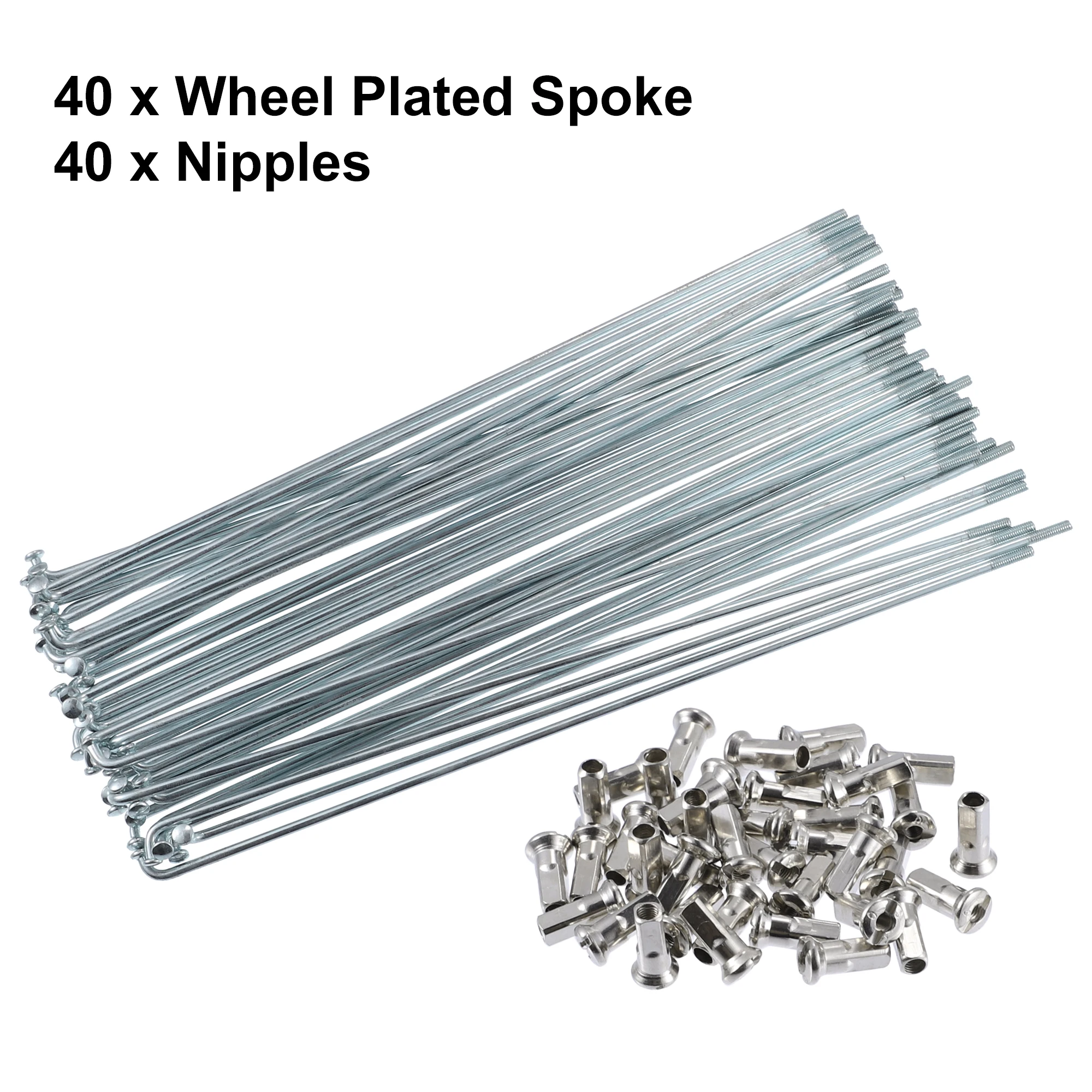 X autohaux 40pcs Bicycle Carbon Steel Spokes 12G Bike Spoke 210mm Length with Nipples for Most Bicycle Silver Tone