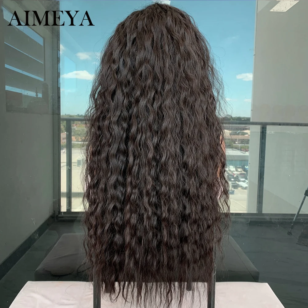 Lace Front Wig AIMEYA Synthetic Lace Front Wigs for Women Brown Wig Daily Used High Temperature Fiber Lace Wigs Deep Wave Cosplay Curly Wig lace front wig lace wigs womens synthetic wigs synthetic wigs