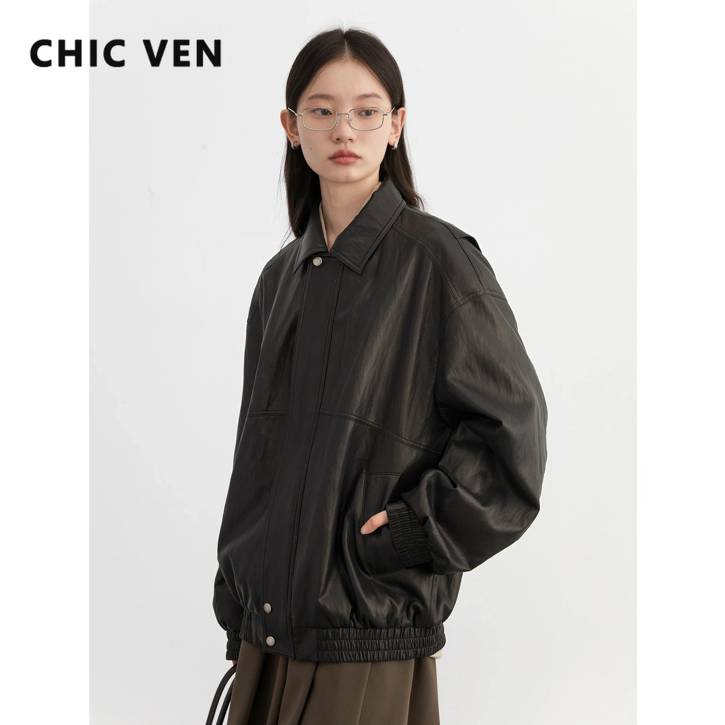 CHIC VEN Women Spliced Trench Coat Korean Loose Turn Down Collar Windbreaker Fashion Long Female Clothes Overcoat Autumn 2023