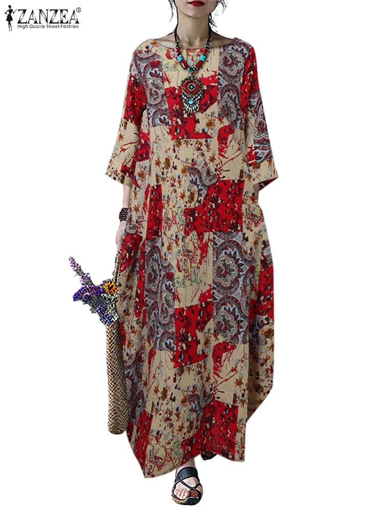 Robe femme automne 2025 imprimée manches longues ample – Image 6