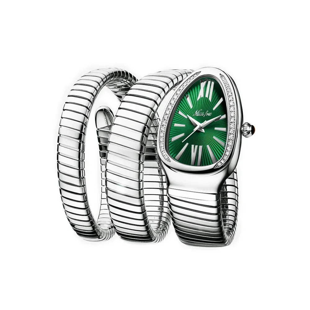 Dropshipping Shining Diamond Fashion Quartz Watch for Women Snake Design Three Loop Bracelet Watches Gold Relojes Para Mujer